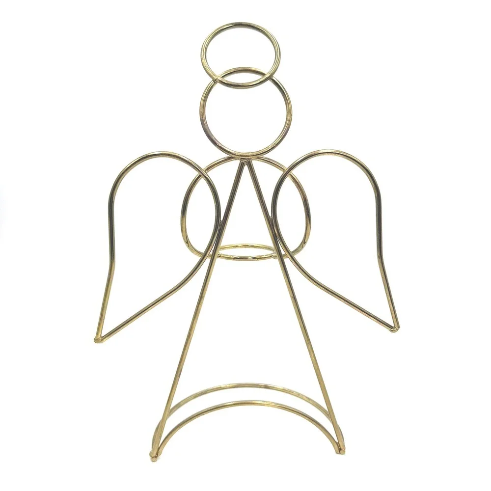 Home Interiors and Gifts Angel Candle Holder Metal/Glass Gold Clear 11574-BL
